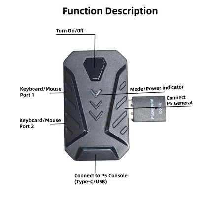 HXSJ Master-P5+V100+A869 Gaming Keyboard and Mouse Adapter Set for PS5, Master-P5+V100+A869
