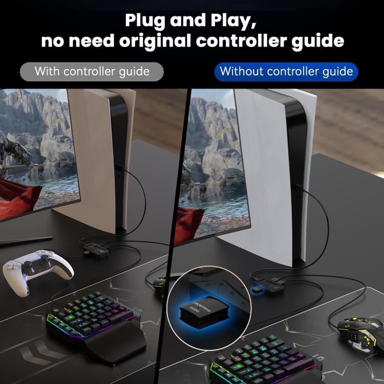 HXSJ Master-P5+V100+H300 Gaming Keyboard and Mouse Adapter Set for PS5, Master-P5+V100+H300
