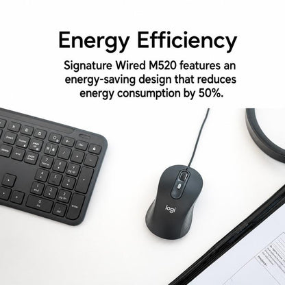 Logitech M520 Business Quiet Wired Office Mouse, M520