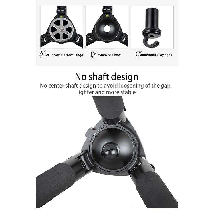BEXIN ST364C Rugged Camcorder Photographic Carbon Fiber Big Tripod, Max Tube: 36mm, ST364C