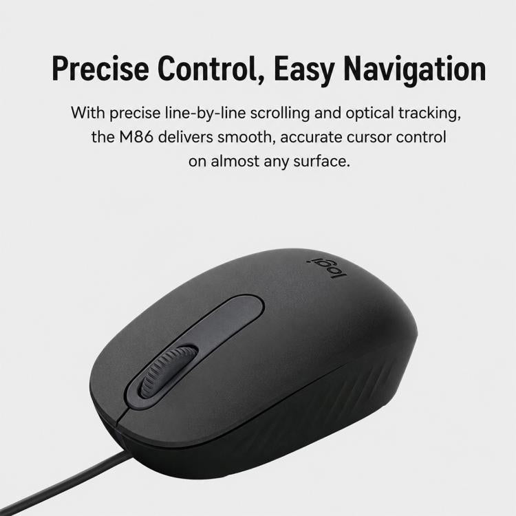 Logitech M86 1000DPI USB-A Port Wired Mouse, M86