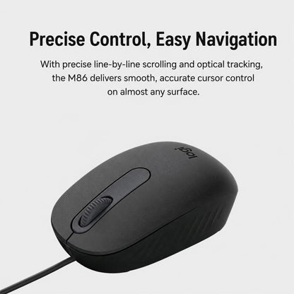 Logitech M86 1000DPI USB-A Port Wired Mouse, M86