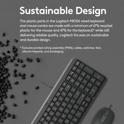 Logitech MK106 Wired Keyboard and Wired Mouse Combo