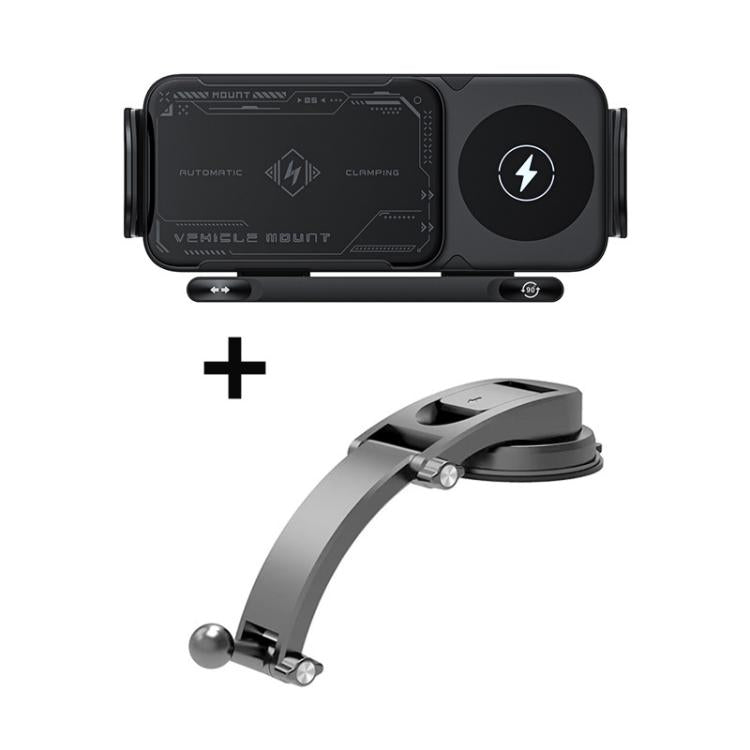 X01 2 In 1 Car Dual Coil 15W Wireless Charger Rotating Navigation Bracket, Bracket + Air Vent Base, Bracket + Dashboard Base, Bracket + Air Vent Base + Dashboard Base