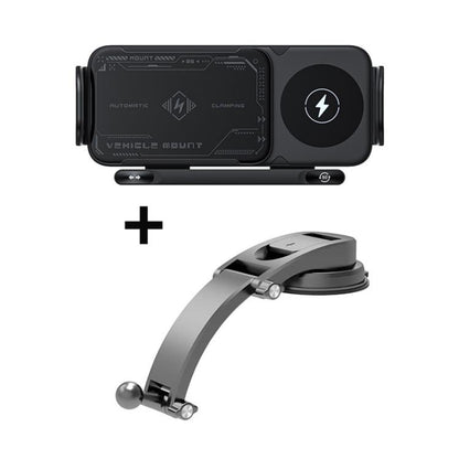 X01 2 In 1 Car Dual Coil 15W Wireless Charger Rotating Navigation Bracket, Bracket + Air Vent Base, Bracket + Dashboard Base, Bracket + Air Vent Base + Dashboard Base
