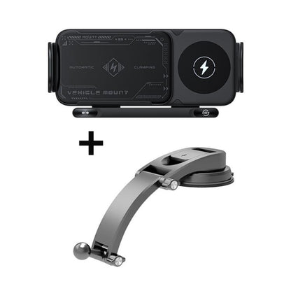 X01 2 In 1 Car Dual Coil 15W Wireless Charger Rotating Navigation Bracket, Bracket + Air Vent Base, Bracket + Dashboard Base, Bracket + Air Vent Base + Dashboard Base