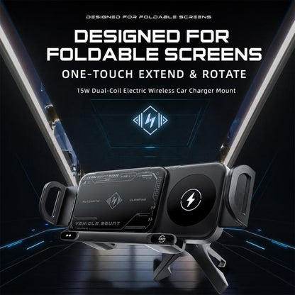 X01 2 In 1 Car Dual Coil 15W Wireless Charger Rotating Navigation Bracket, Bracket + Air Vent Base, Bracket + Dashboard Base, Bracket + Air Vent Base + Dashboard Base