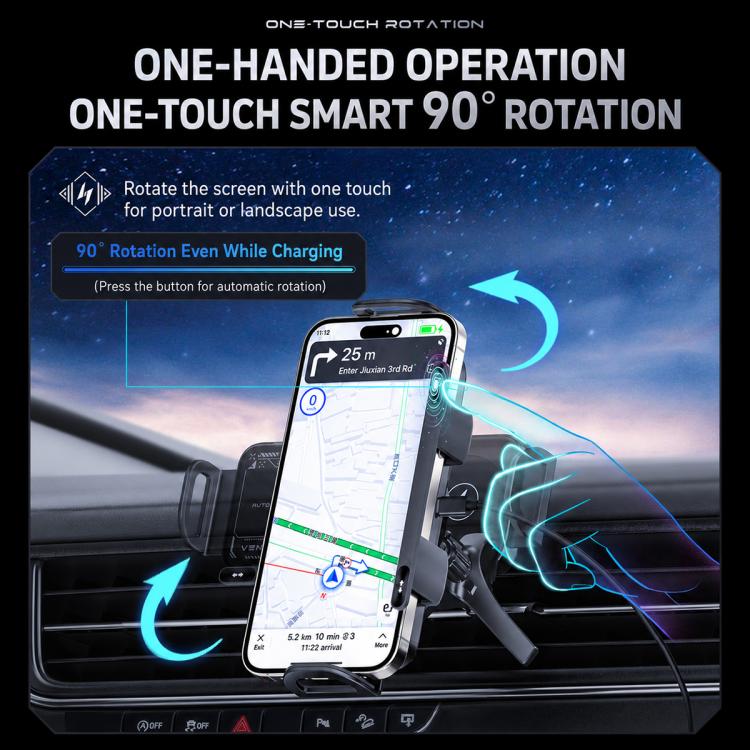 X01 2 In 1 Car Dual Coil 15W Wireless Charger Rotating Navigation Bracket, Bracket + Air Vent Base, Bracket + Dashboard Base, Bracket + Air Vent Base + Dashboard Base