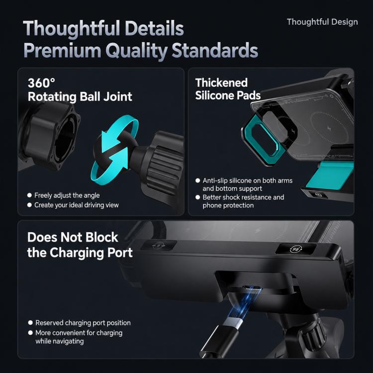 X06 Foldable Screen 15W Wireless Charger Rotating Navigation Bracket, Bat Bracket, Grey Bracket + Tripod, Black Bracket + Tripod, Black Bracket + Suction Cup, Only Black Bracket, Grey Bracket + Suction Cup, Only Grey Bracket