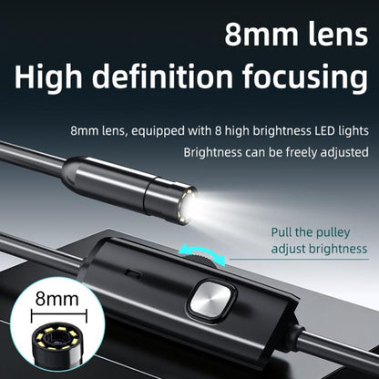 AN112T Type-C and 8 Pin IP67 8LEDs 8mm Industry Digital Endoscope, 1m Flexible Cable, 2m Flexible Cable, 3.5m Flexible Cable, 5m Flexible Cable, 10m Flexible Cable, 1m Hard Cable, 2m Hard Cable, 3.5m Hard Cable, 5m Hard Cable, 10m Hard Cable