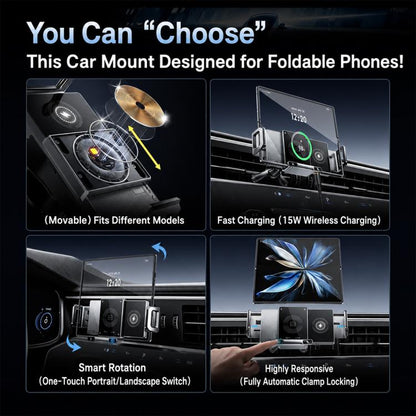 Y10 Car Adjustable Coil 15W Wireless Charger Rotating Navigation Bracket, Y10 (Black), Y10 (Silver)