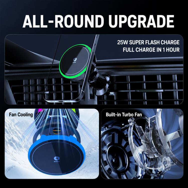 T14 Magnetic Cooling Wireless Fast Charger Car Air Outlet Holder, T14 Air-Cooled, T14 Air-Cooled Qi 2.2 Certification