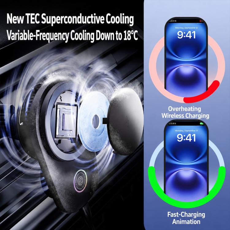 T16 Rotating Magnetic Wireless Charging Car Air Vent Phone Holder