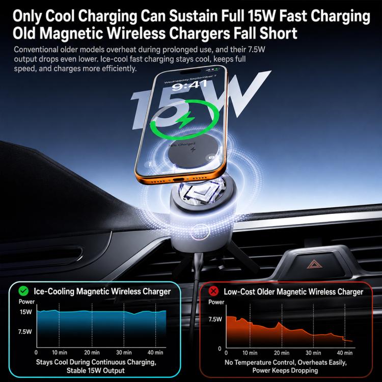 T16 Rotating Magnetic Wireless Charging Car Air Vent Phone Holder