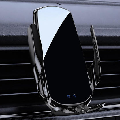 F4 Smart Infrared Sensing  Car Magnetic Wireless Charging Phone Holder, Gunmetal, Silver