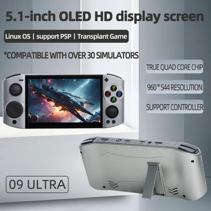 09 Ultra 5.1-inch HD OLED Handheld Game Console Supports Two-Player Battles, 64G, 128G