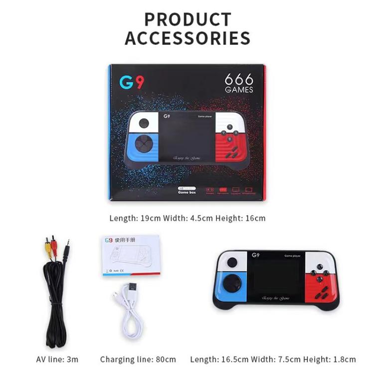 G9 3.0 inch Screen Portable Retro Handheld Video Game Console Built-in 600 Games, Single, Double, Triple
