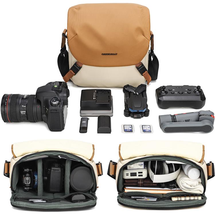 Contrast Color Crossbody Shoulder DSLR Camera Bag, 20 x 18 x 10cm S, 26 x 24 x 11cm L