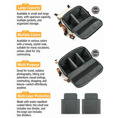Contrast Color Crossbody Shoulder DSLR Camera Bag, 20 x 18 x 10cm S, 26 x 24 x 11cm L