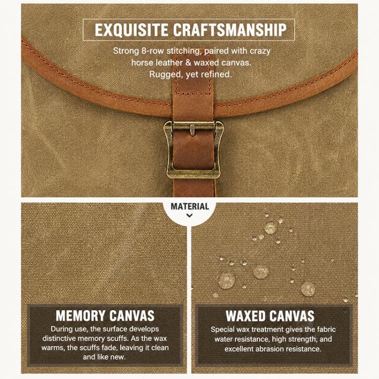 Canvas DSLR Camera Messenger Bag Shockproof Large Capacity Bag, 27 x 20 x 13cm
