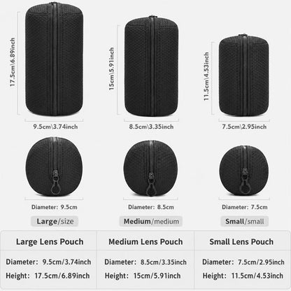 Zipper Camera Lens Pouch Waterproof Lens Protective Bag, Small Lens Pouch, Medium Lens Pouch, Large Lens Pouch