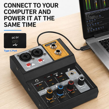 F-2A Multi-function Professional 2-way Recording Mixer USB Live Streaming Sound Card, F-2A