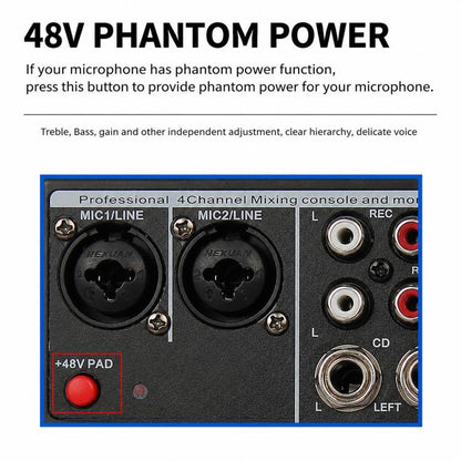 F-4A Multi-function Professional 4-way Recording Mixer Bluetooth Live Streaming Sound Card, EU Plug, UK Plug, US Plug, without Plug