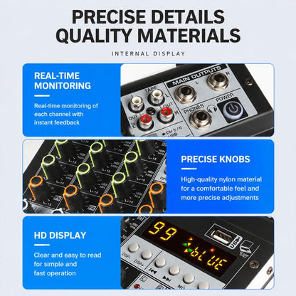 TP-6M 6-Channel Multi-function Professional Recording Mixer Bluetooth Sound Card, EU Plug, UK Plug, US Plug