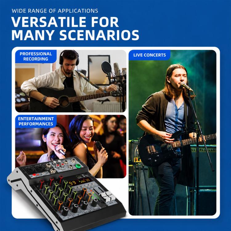 TP-6M 6-Channel Multi-function Professional Recording Mixer Bluetooth Sound Card, EU Plug, UK Plug, US Plug