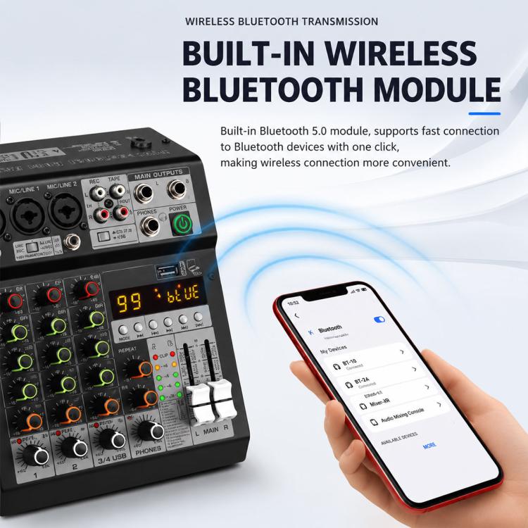 TP-8M 8-Channel Multi-function Professional Recording Mixer Bluetooth Sound Card, EU Plug, UK Plug, US Plug