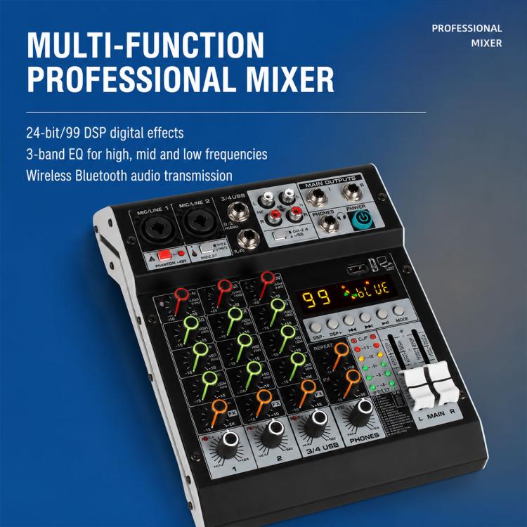 TP-8M 8-Channel Multi-function Professional Recording Mixer Bluetooth Sound Card, EU Plug, UK Plug, US Plug