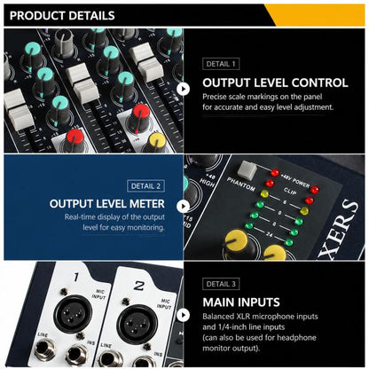 F7 7-Channel Multi-function Professional Bluetooth Live Streaming Mixer, EU Plug, UK Plug, US Plug