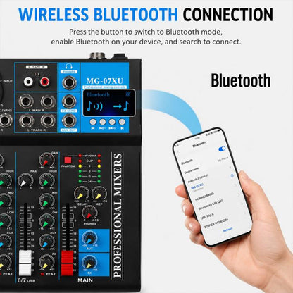 MG-07 7-Channel Multi-function Professional Bluetooth Live Streaming Recording Mixer, EU Plug, UK Plug, US Plug