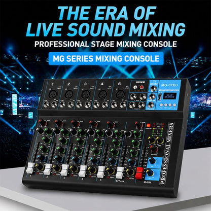 MG-07 7-Channel Multi-function Professional Bluetooth Live Streaming Recording Mixer, EU Plug, UK Plug, US Plug