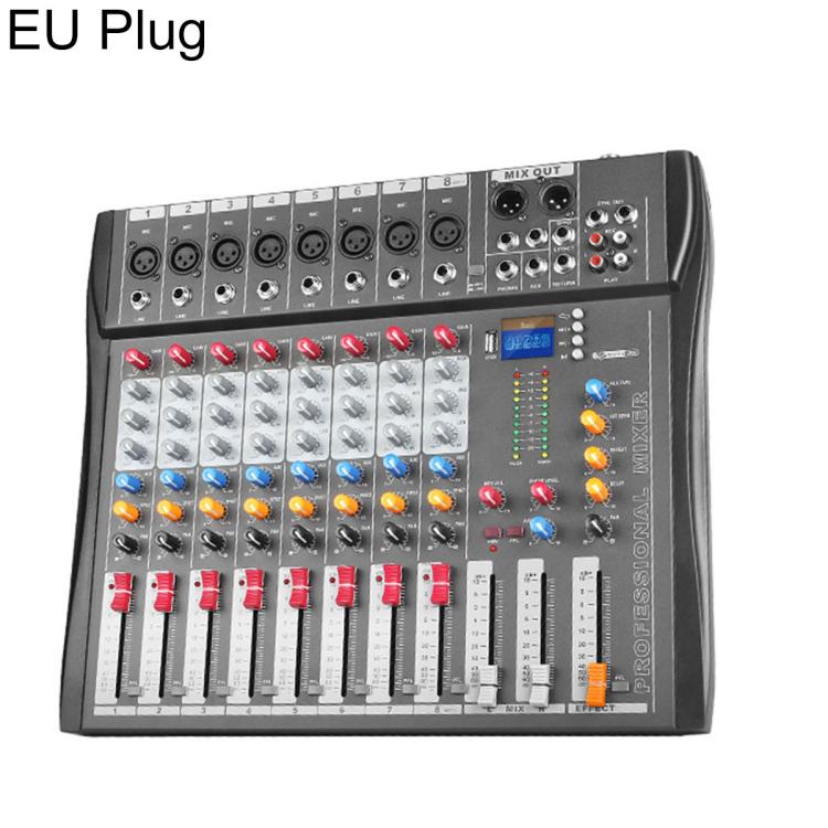 CT-8 8-Channel Professional Bluetooth Mixer USB Sound Card, EU Plug, UK Plug, US Plug