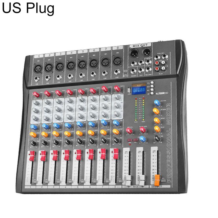 CT-8 8-Channel Professional Bluetooth Mixer USB Sound Card, EU Plug, UK Plug, US Plug