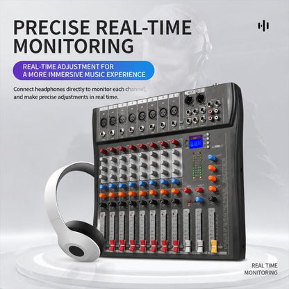 CT-8 8-Channel Professional Bluetooth Mixer USB Sound Card, EU Plug, UK Plug, US Plug