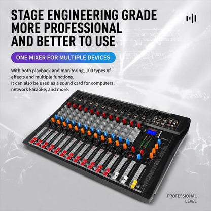 CT-12 12-Channel Professional Bluetooth Recording Live Streaming Mixer, EU Plug, UK Plug, US Plug