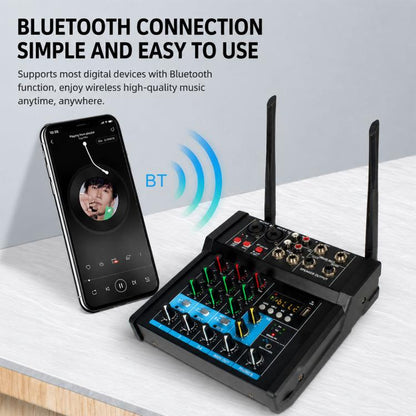 G4A 4-Channel Multi-function Professional Bluetooth Mixer, EU Plug, UK Plug, US Plug