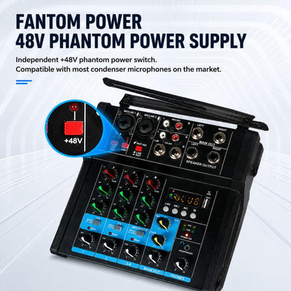 G4B 4-Channel Multi-function Professional Bluetooth Mixer with Amplifier, EU Plug, UK Plug, US Plug