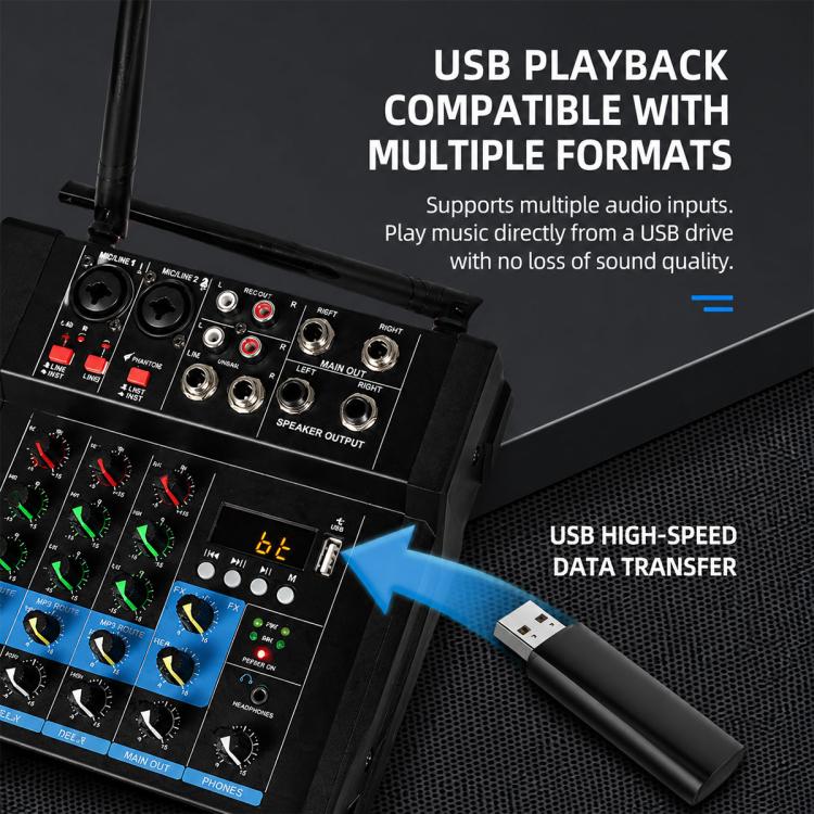 G4B 4-Channel Multi-function Professional Bluetooth Mixer with Amplifier, EU Plug, UK Plug, US Plug
