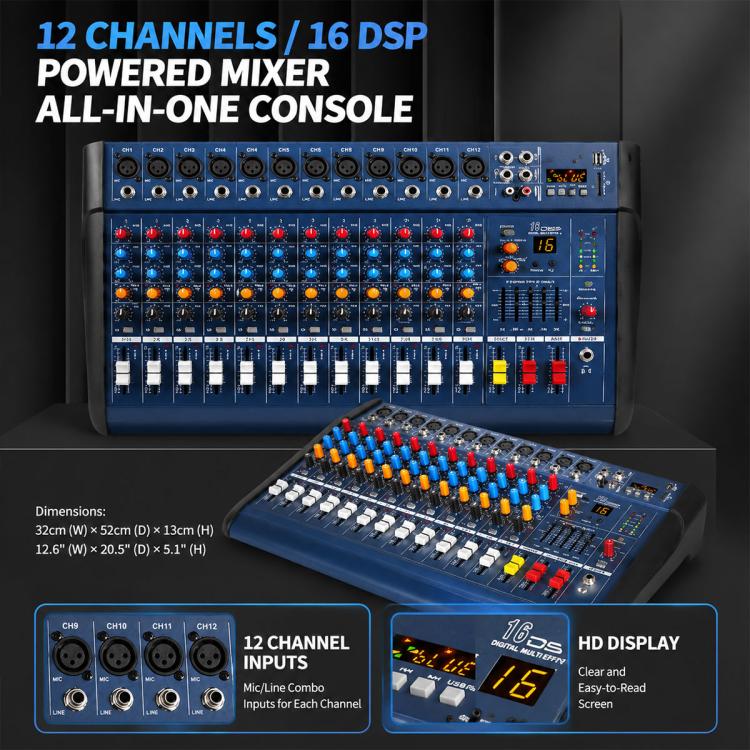 402D 4-Channel Multi-function Professional Bluetooth Mixer with Amplifier, EU Plug, UK Plug, US Plug