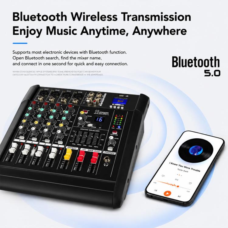 802D 8-Channel Multi-function Professional Bluetooth Mixer with Amplifier, EU Plug, UK Plug, US Plug