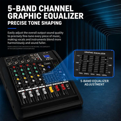 1202D 12-Channel Multi-function Professional Bluetooth Mixer with Amplifier, EU Plug, UK Plug, US Plug