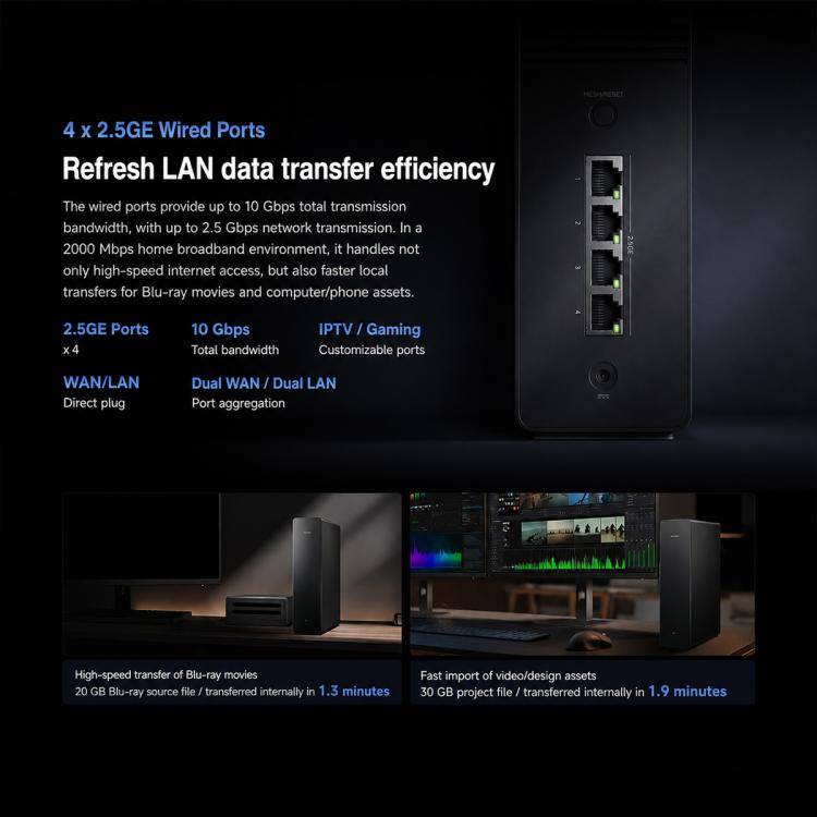 Xiaomi Router BE7200 Pro WiFi 7 AI Hub 2.5G Port Dual Band, US Plug, BE7200 Pro