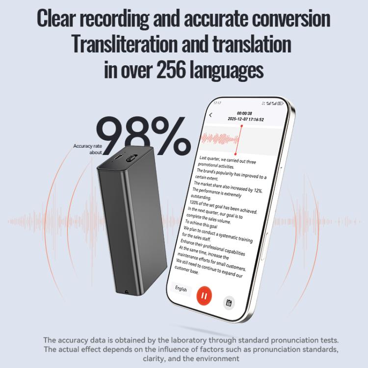 Q65A+ Ultra-Long Standby Magnetic Smart Voice Recorder Supports AIREC-APP, 4GB, 8GB, 16GB, 32GB, 64GB, 128GB, 256GB