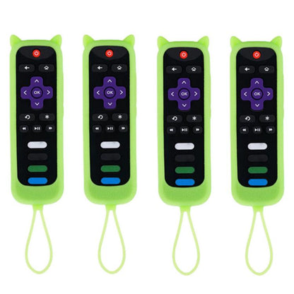 XDcase 4pcs Cute Cat Ears Silicone Protective Case with Mini Strap, For TCL Roku TV Remote