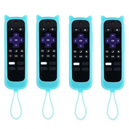 XDcase 4pcs Cute Cat Ears Silicone Protective Case with Mini Strap, For TCL Roku TV Remote