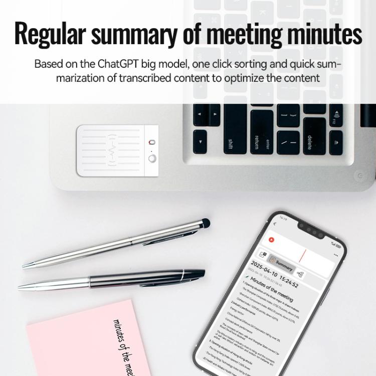 A3 Dual-key Voiceprint Ultra-thin AI Smart Voice Recorder Support AIREC-APP, 8GB, 16GB, 32GB, 64GB, 128GB, 256GB
