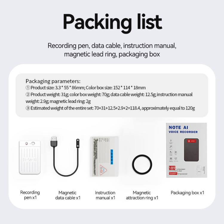 A3 Dual-key Voiceprint Ultra-thin AI Smart Voice Recorder Support AIREC-APP, 8GB, 16GB, 32GB, 64GB, 128GB, 256GB